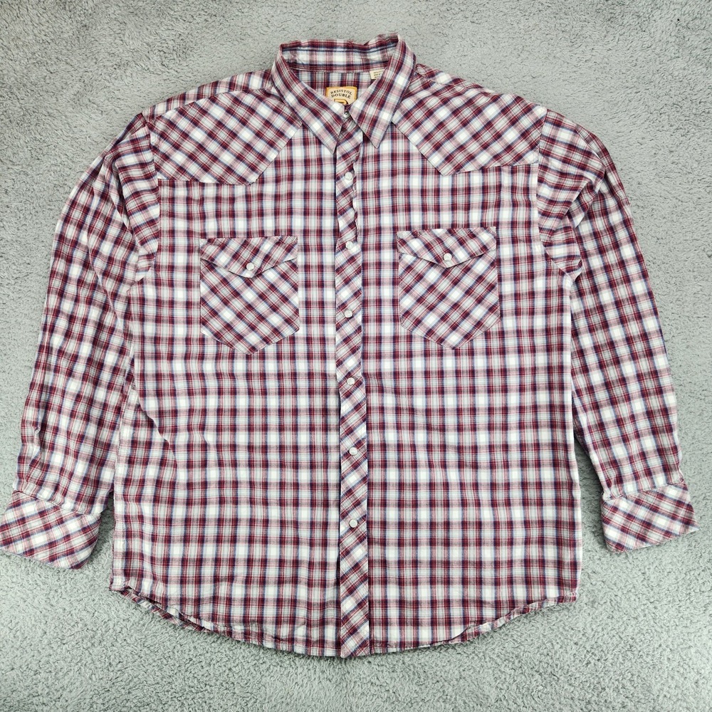 Resistol Double R Pearl Snap Plaid Western Button Up Shirt Mens XL Long Sleeve